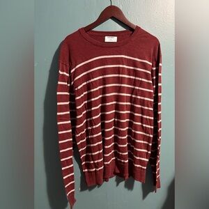 Men’s X-Large Old Navy Long Sleeve Crew Neck Sweatshirt‎ Stripped Rust Red White